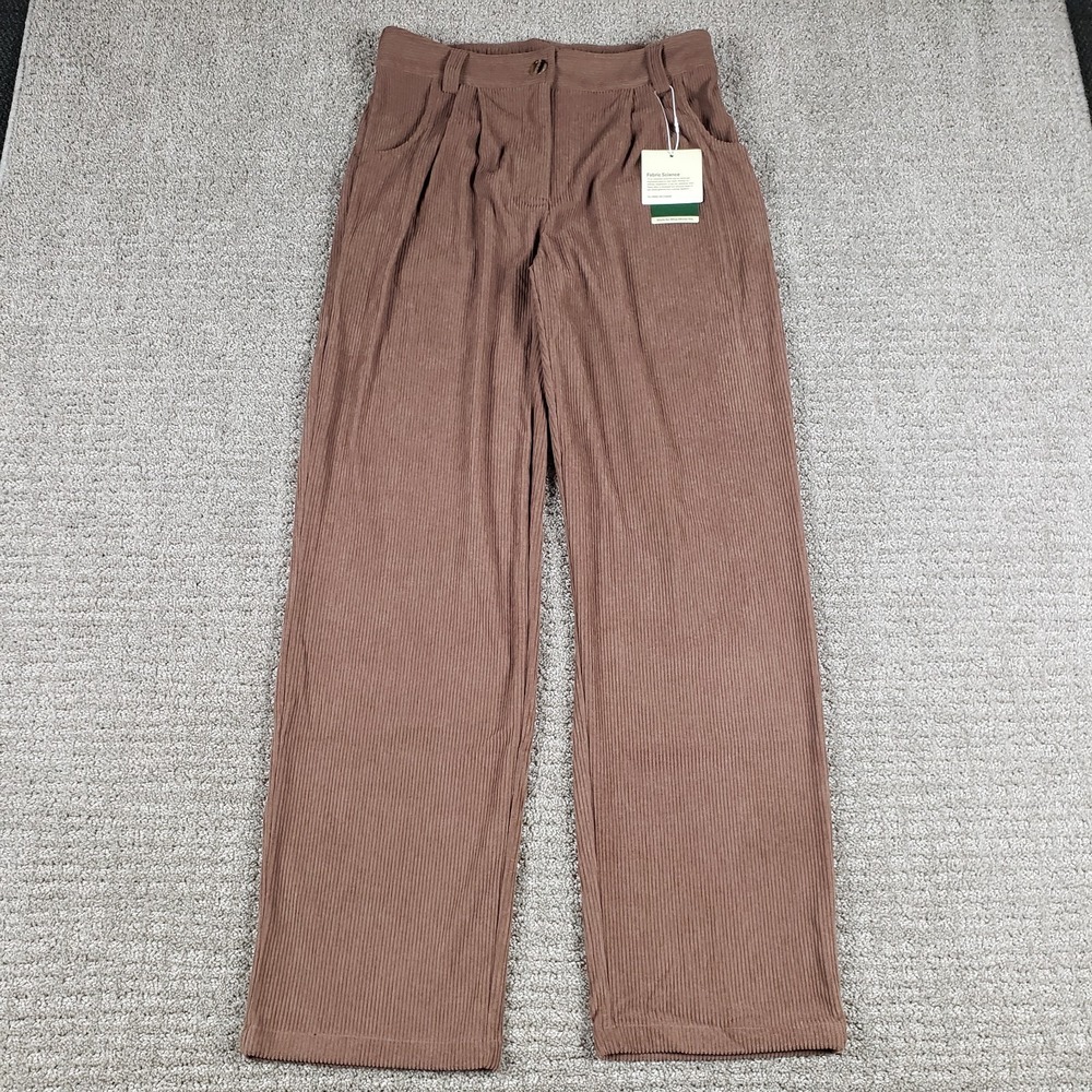 Halara Pants Womens M Tall Brown Corduroy AuraCord Mid Rise Pleated Casual NWT